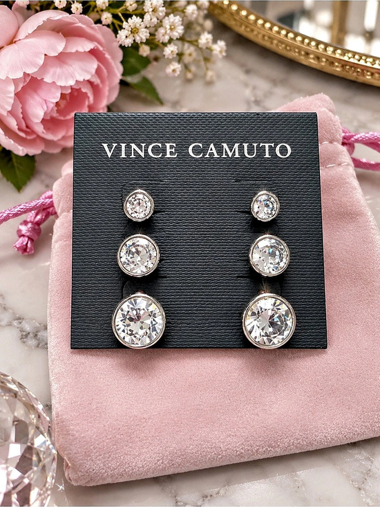 Vince Camuto Jewelry - Vince Camuto Set of 3 Crystal Stud Earrings Silver